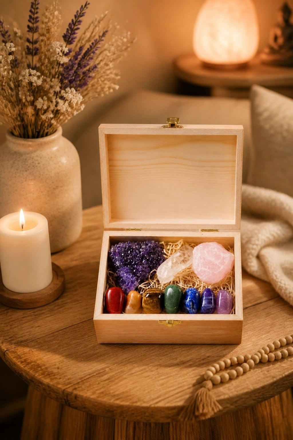 7 Chakra Crystal Healing Kit (Wood Gift Box)