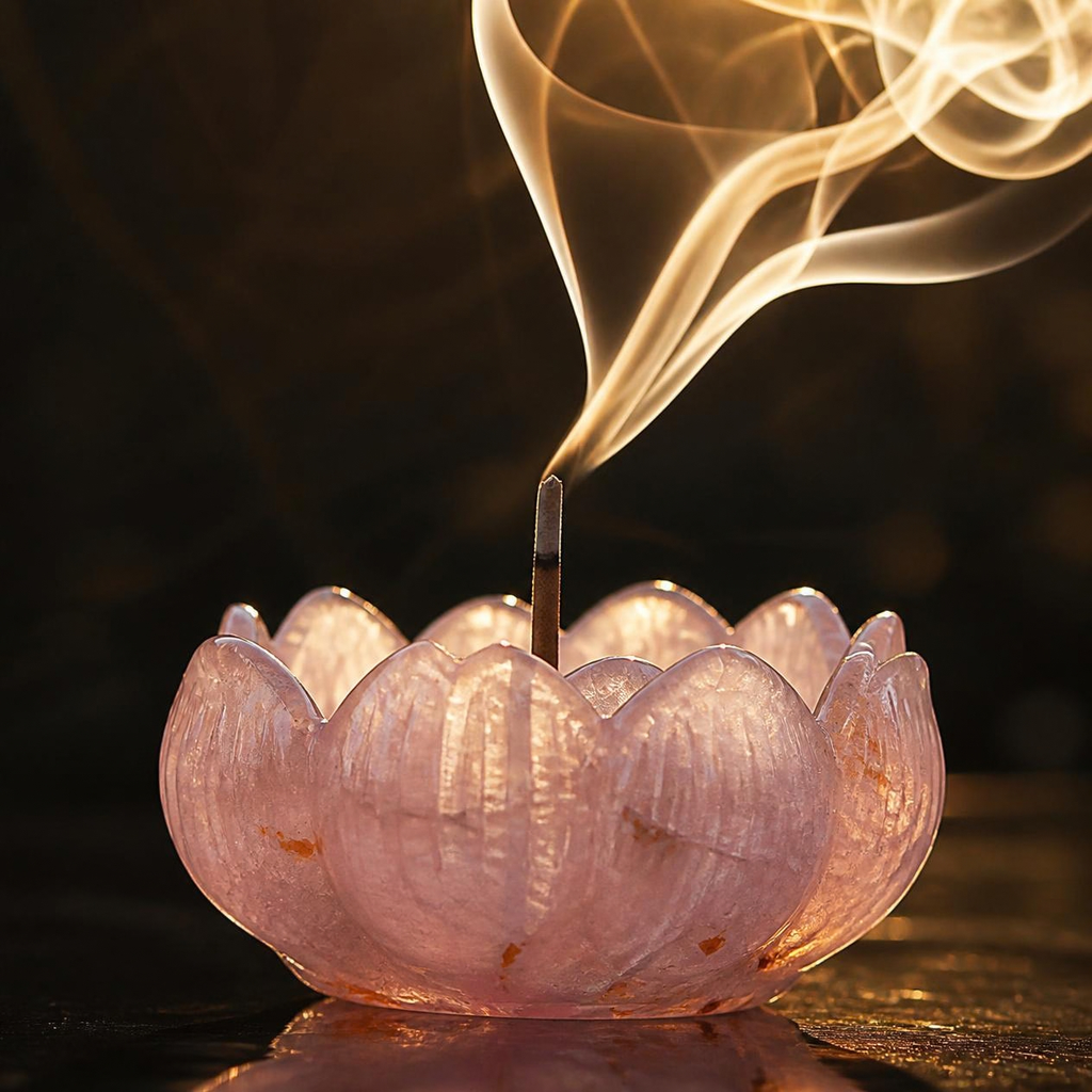 Natural Sandalwood Incense & Crystal Holder Set
