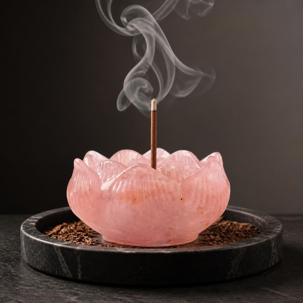Natural Sandalwood Incense & Crystal Holder Set