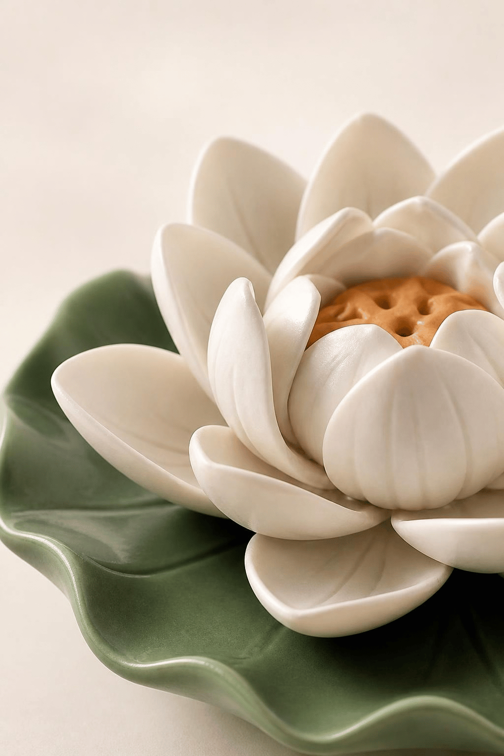 Lumynshi Ceramic Lotus Altar Incense Holder | Zen Sacred Space Ritual Decor for Meditation
