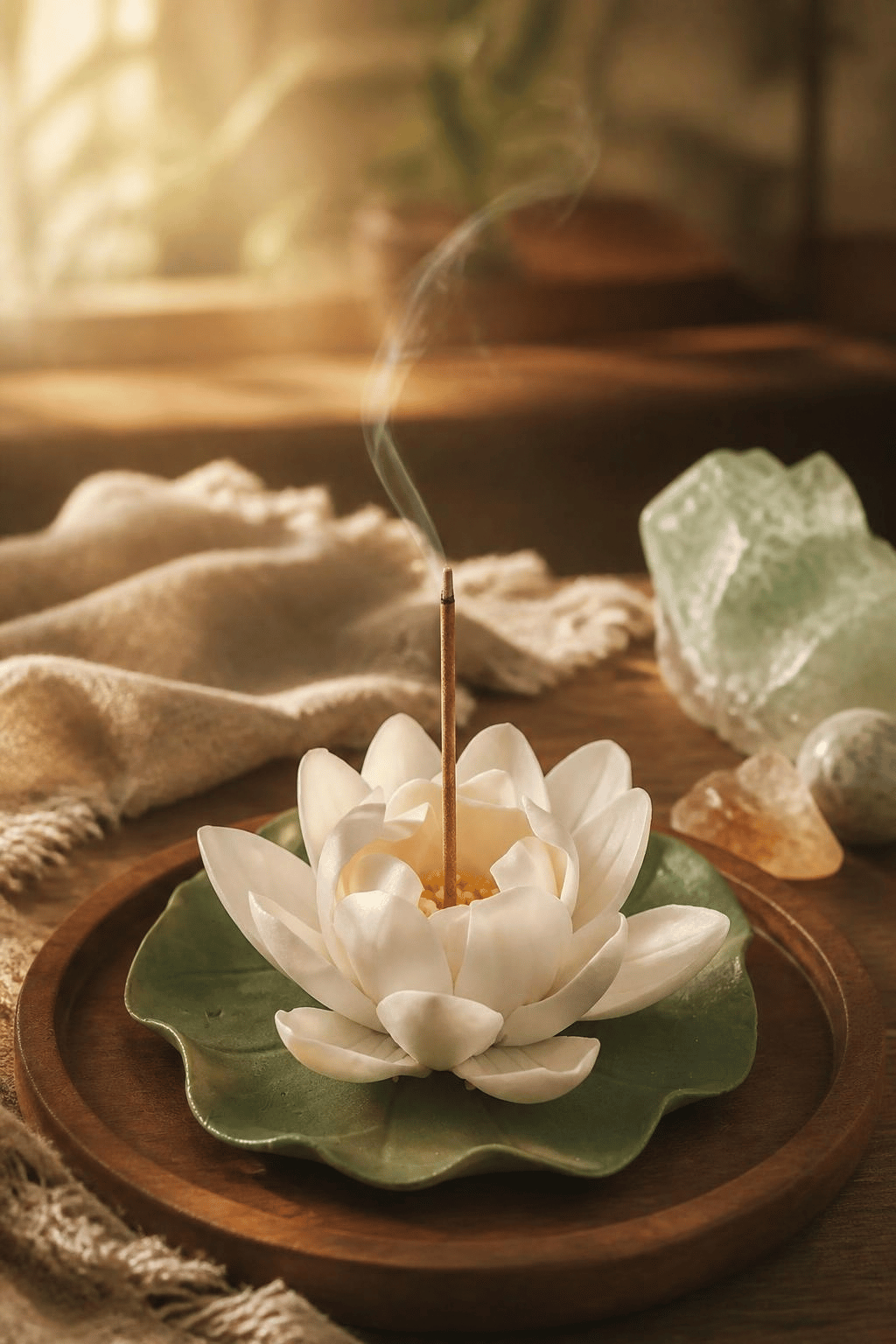 Lumynshi Ceramic Lotus Altar Incense Holder | Zen Sacred Space Ritual Decor for Meditation