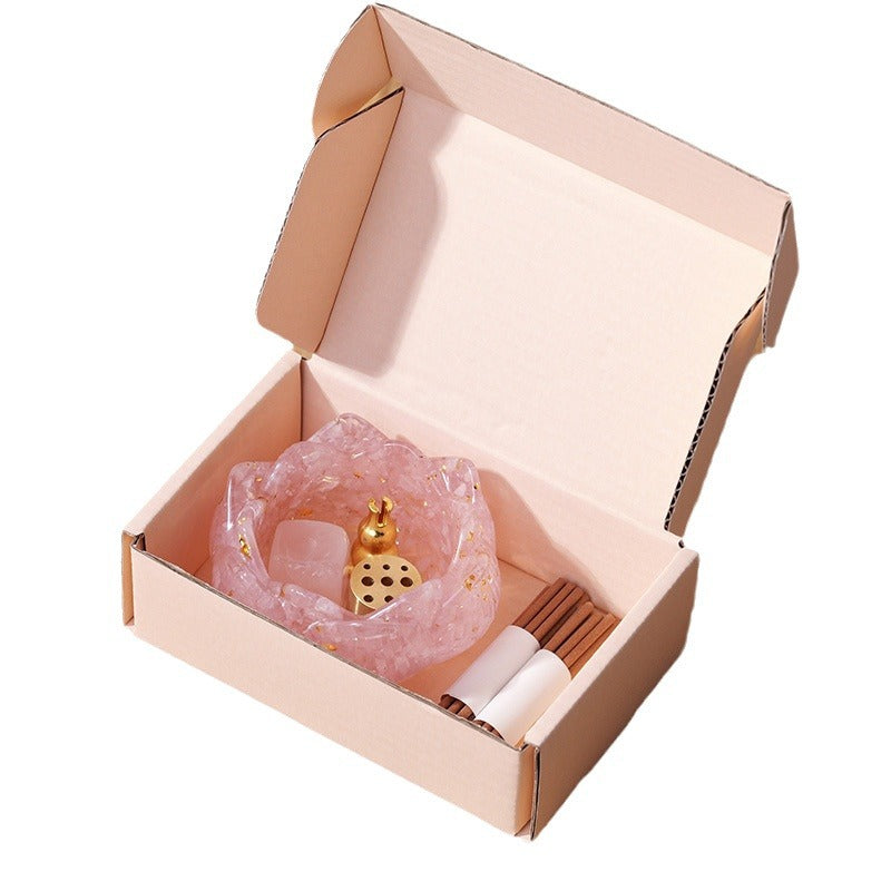 Natural Sandalwood Incense & Crystal Holder Set
